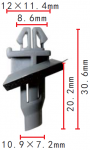 Toyota 75492-60020 клипса  10.9x20.2x18mm  8.6mm