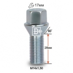 Болт M14X1.50X28 Цинк Конус с выступом ключ 17 мм  C17D28 Z