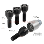 FARAD STAR болт/конус-черные BVN328/2* 12х1,25*L28* Два-КлючаKey17