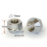 Гайка M14X1,50 Хром высота 20 мм Конус с выступ., откр., кл.19мм 400048 Cr D17 Cr