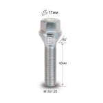 Болт M12X1,25X42 Цинк Конус с выступом ключ 17 мм C17B42 Z