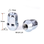 Гайка D2 Z M12X1,25 Белый Цинк высота 34 мм Конус с выступ., закр., кл.19мм HASKYY