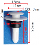VAG, VW, AUDI 701853585 клипса  9x19x18mm  d3.3mm