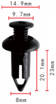 GM 1005382 черная клипса  8x20.1x14.9mm