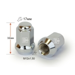 Гайка M12X1,50 Хром высота 32 мм Конус с выступ., закр., кл.17мм 311345 Cr D90 