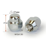 Гайка M12X1,50 Хром высота 27 мм Конус, закр., ключ 21мм 701145 Cr