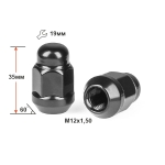 Гайка M12X1,50 Черный Хром высота 35 мм Конус с выступ., закр., ключ 19мм 401445 BA