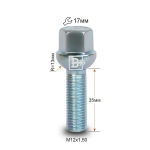 Болт M12X1,50X35 Цинк Сфера с выступом ключ 17 мм S17A35 Z