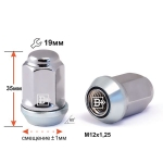 Гайка M12X1,25 Хром высота 34 мм Подстроечный Конус +-1мм, закр., кл.19мм 801444 PCD