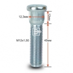 Шпилька забивная M12X1,50 (Lрезьб.части=45мм, Dзабив.=12,3мм, Lзабив.=12мм) Цинк CRP123A45