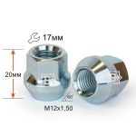Гайка M12X1,50 Цинк высота 20 мм Конус с выступ., откр., кл.17мм 300045 Z D95