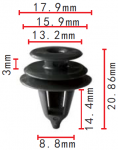 Toyota 67771-12040, 67771-30100 клипса  8.8x14.4x18mm