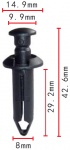GM 10207146, 21077323 клипса 8x29.2x14.9mm