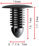 TOYOTA 90467-07198-CO, 51Z16-06003 клипса  6.7x16.1x16mm