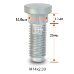 Шпилька забивная M14X2,0 (Lрезьб.части=25мм, Dзабив.=15,9мм, Lзабив.=12мм) Цинк CRP159H25