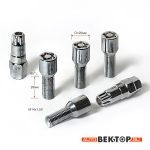 К-кт болтов секр. 254110F2 M14X1,50X28 Тройной никель/хром Конус, Dголовы=20мм, внутр. универс. кл. 
