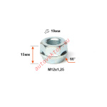 Гайка 400044 Z M12X1,25 Цинк высота 15 мм Конус с выступ., откр., кл.19мм