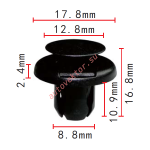 Toyota 90467-09185, 53Z16-07003, 53Z16-07004 клипса   8.8x10.9x17.8mm