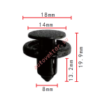 NISSAN  01553-09611, 01553-10501, 90467-08185  клипса  8x13.2x18mm