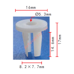 VW, VAG, AUDI 700566-S300 клипса  8.2x14.6x16mm  d5.3mm