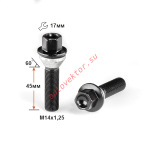 Болт M14X1,25X45 Черный Цинк вращ.Конус с выступом ключ 17 C17F45 BA