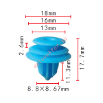 GM,TOYOTA,NISSAN 88970345, 90467-10167, 76882-WA000, 51Z16-24005,909130077 клипса  9.5x11.3x18mm