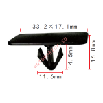 GM 10431524 Клипса  11.6x14.5x33.2mm