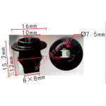 NISSAN 76881-JG00A Клипса  8x12x16mm