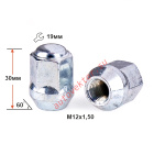 Гайка M12X1,50 Цинк высота 30 мм Конус с выступ., закр., ключ 19мм 401345 Z