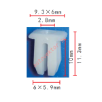 GM 1254815  клипса d-2,8mm  6x10x9.3mm