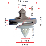 VAG, VW, AUDI 1H0-868-243-B клипса  9.6x12.7x19mm  7.8x10.8x28.6mm