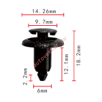 TOYOTA,SUZUKI 90467-06133-CO, 90467-06133-3, 90467-06133-O, 09409-06322-5PK клипса 6x12.1x14.2mm