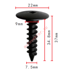 FORD 6503819, 6503401 клипса  7.5x34.8x22mm