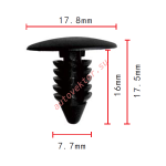 GM, Ford, Chrysler, AMC 332364, 389358, 3691590, 6031321, 4004569  белая клипса  7.7x16x17.8mm