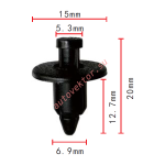 GM,TOYOTA,SUZUKI 96057846, 90467-07041, M619582, TQ696C07, 09409-07308-5PK клипса 6.9x12.7x15mm