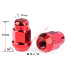 Гайка M12X1,50 Красный Хром высота 35 мм Конус с выступ., закр., ключ 19мм 401445 RD