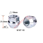 Гайка 400167 Z 9/16"-18 Цинк высота 21,5 мм Конус с выступ., откр., кл.19мм