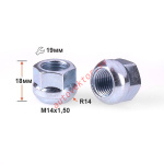 Гайка 400048 B Cr M14X1,50 Хром высота 18 мм Сфера с выступ., откр., кл.19мм R=14мм