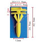 GM 11518988, 33031124, 11589244 клипса  13x34.9x21.2x11.9mm