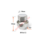 Гайка 342148 Cr M14X1,50 Хром увелич.конус с выступом  высота 30 мм закрытая Форд кл.19мм