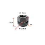 Гайка 400044 Z BA M12X1,25 Цинк Черный высота 18 мм Конус с выступ., откр., кл.19мм Д/АДАПТЕРОВ