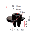 HONDA 90107-SX0-003 клипса  11x6.8x18.1mm  d4mm