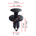 GM,FORD,CHRYSLER21030249, N807389S, 6503598, 8E0825267 клипса  8.2x22x20mm
