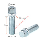 Болт S17M50 Z M15X1,25X50 Цинк Сфера с выступом, ключ 17
