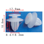 Toyota 7586730130, 7586752020 Клипса с уплотнителем  9.3x14.4x17.9mm