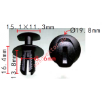 MBZ A0009913940, VW, VAG, AUDI 2E1857784 Клипса   8.6x13.8x19.8mm