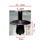 VW, VAG, AUDI N90229301 Клипса  8x12.9x22.3mm  4mm
