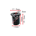 Toyota 90467-05145 (TF8) Клипса  12x18x17.9mm  d3.8mm