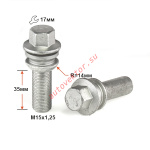 Болт S17M35 D M15X1,25X35 Дакромет Вращ.Сфера с выступом, ключ 17