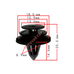 Nissan 84953-AU100, 80999-VE000 клипса 8.9x14x18mm